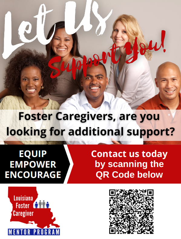 Louisiana Foster Caregivers receive help from the Louisiana Foster Caregiver Mentor Program.